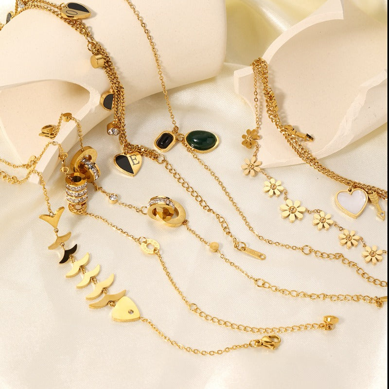 Wholesale Diamond Chain Heart Shaped Pearl Pendant Bracelet